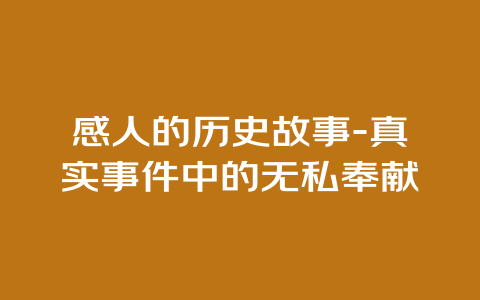 感人的历史故事-真实事件中的无私奉献