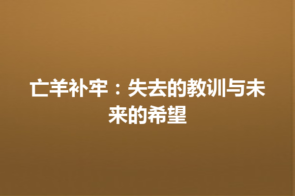 亡羊补牢：失去的教训与未来的希望