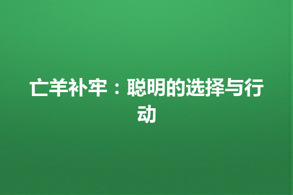 亡羊补牢：聪明的选择与行动