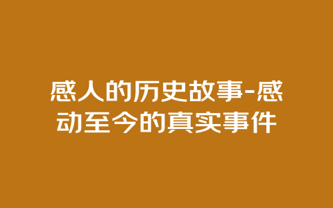 感人的历史故事-感动至今的真实事件