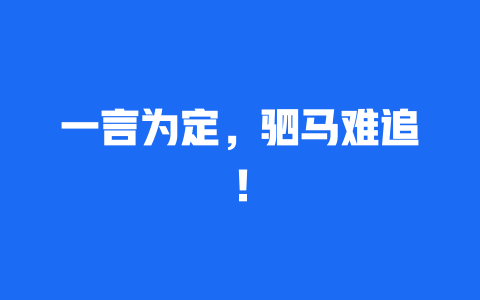 一言为定，驷马难追！