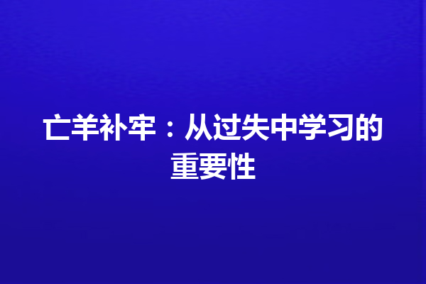 亡羊补牢：从过失中学习的重要性