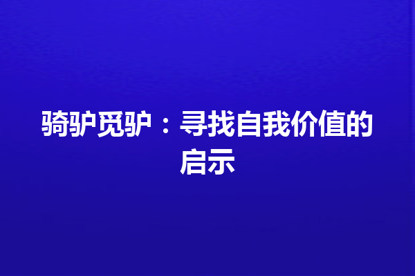 骑驴觅驴：寻找自我价值的启示