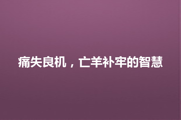 痛失良机，亡羊补牢的智慧