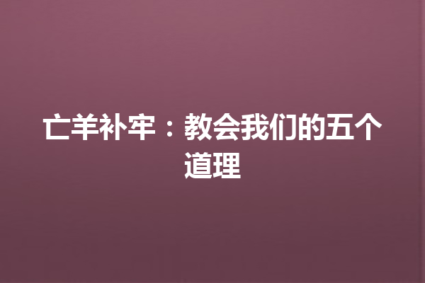 亡羊补牢：教会我们的五个道理