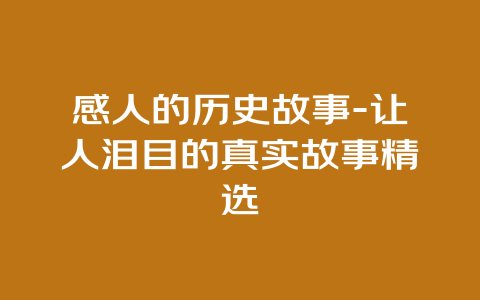 感人的历史故事-让人泪目的真实故事精选