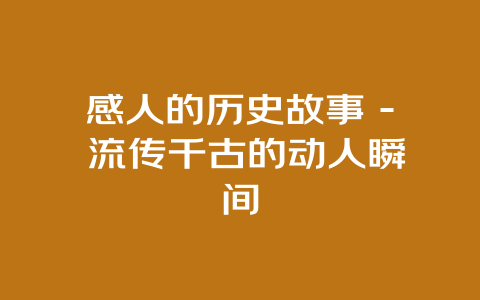 感人的历史故事 – 流传千古的动人瞬间