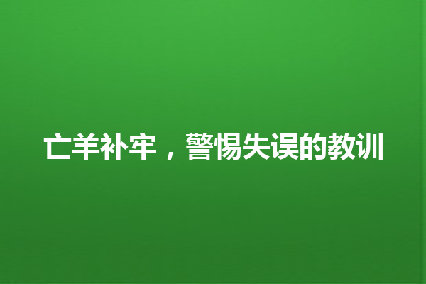 亡羊补牢，警惕失误的教训