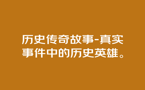 历史传奇故事-真实事件中的历史英雄。