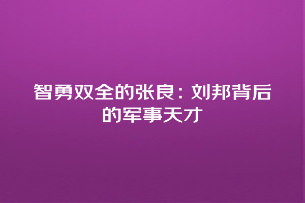 智勇双全的张良：刘邦背后的军事天才