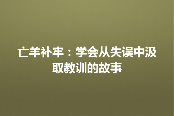 亡羊补牢：学会从失误中汲取教训的故事