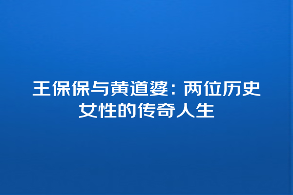 王保保与黄道婆：两位历史女性的传奇人生