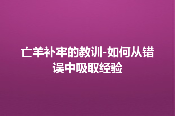 亡羊补牢的教训-如何从错误中吸取经验