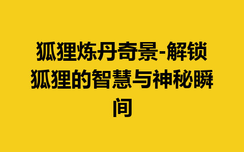 狐狸炼丹奇景-解锁狐狸的智慧与神秘瞬间