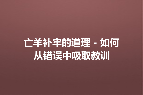 亡羊补牢的道理 – 如何从错误中吸取教训