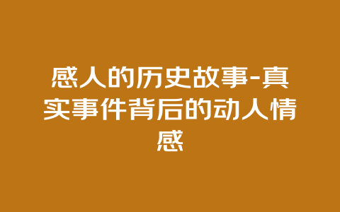 感人的历史故事-真实事件背后的动人情感