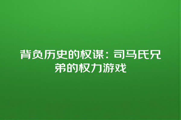 背负历史的权谋：司马氏兄弟的权力游戏