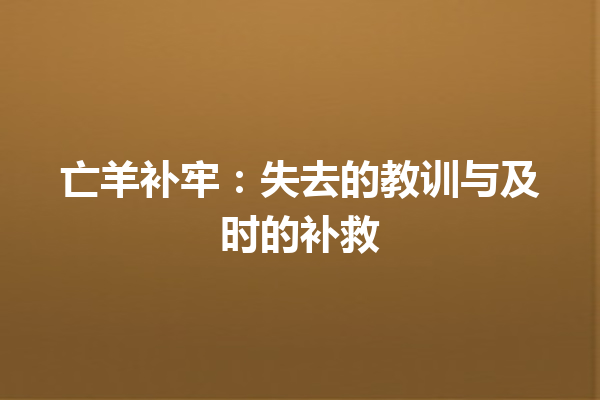 亡羊补牢：失去的教训与及时的补救