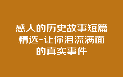 感人的历史故事短篇精选-让你泪流满面的真实事件