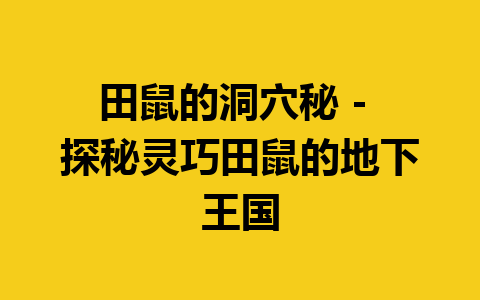 田鼠的洞穴秘 – 探秘灵巧田鼠的地下王国