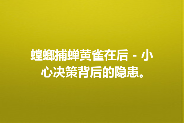 螳螂捕蝉黄雀在后 – 小心决策背后的隐患。