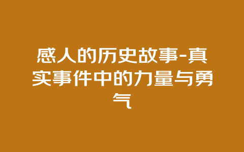 感人的历史故事-真实事件中的力量与勇气