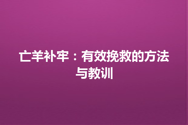 亡羊补牢：有效挽救的方法与教训