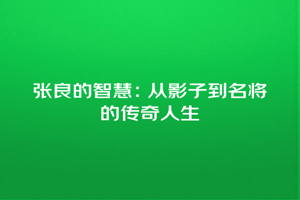 张良的智慧：从影子到名将的传奇人生