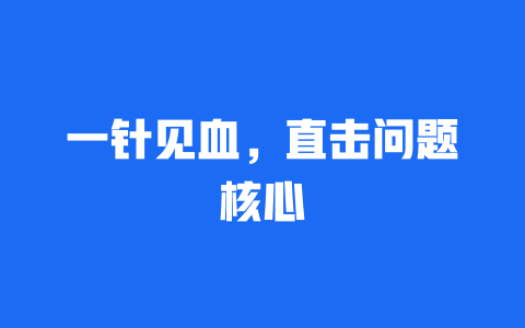 一针见血，直击问题核心