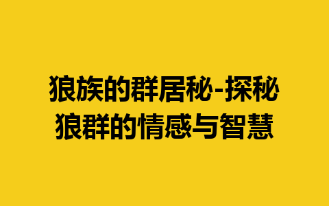 狼族的群居秘-探秘狼群的情感与智慧