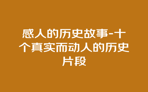 感人的历史故事-十个真实而动人的历史片段