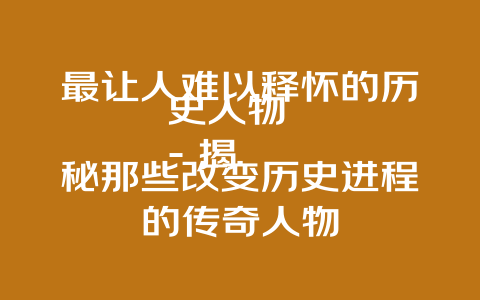 最让人难以释怀的历史人物  
– 揭秘那些改变历史进程的传奇人物