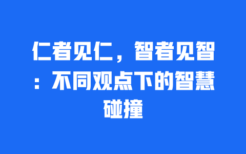 仁者见仁，智者见智：不同观点下的智慧碰撞