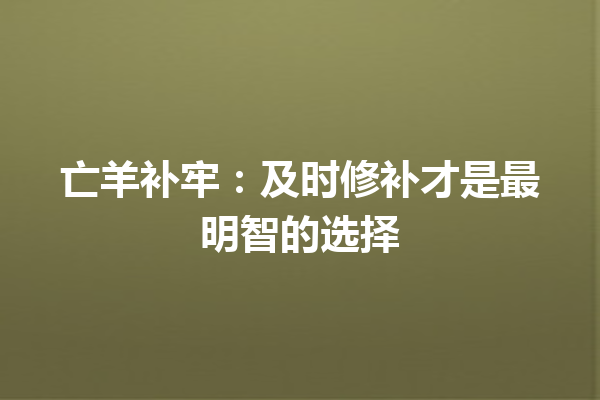 亡羊补牢：及时修补才是最明智的选择