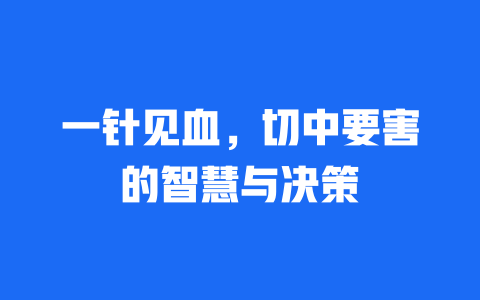 一针见血，切中要害的智慧与决策