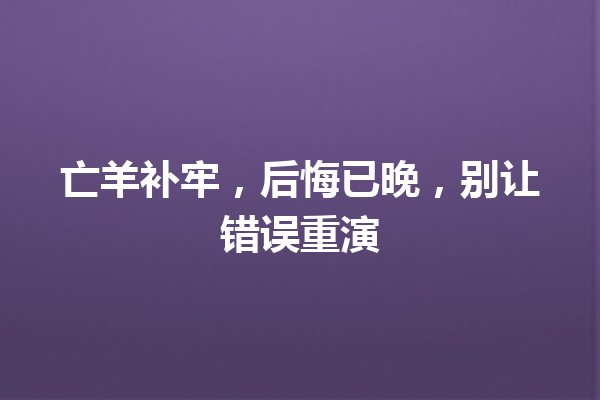 亡羊补牢，后悔已晚，别让错误重演