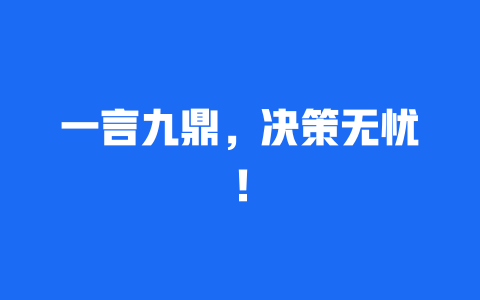 一言九鼎，决策无忧！