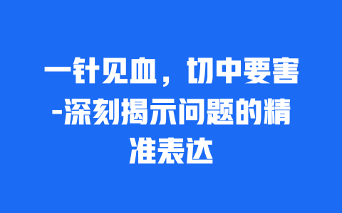 一针见血，切中要害-深刻揭示问题的精准表达