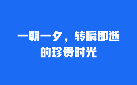 一朝一夕，转瞬即逝的珍贵时光