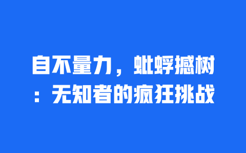 自不量力，蚍蜉撼树：无知者的疯狂挑战