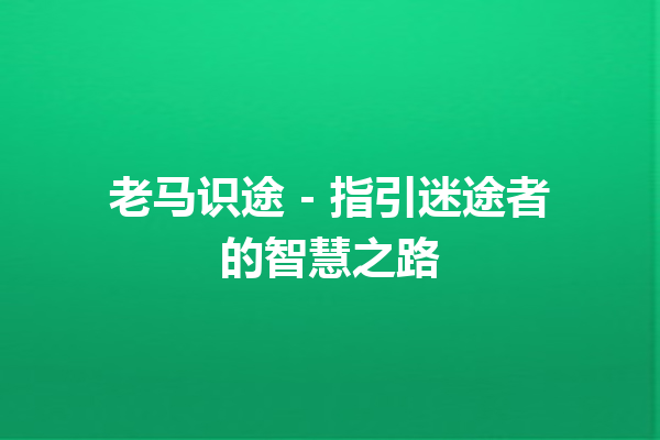 老马识途 – 指引迷途者的智慧之路