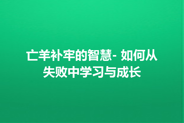 亡羊补牢的智慧- 如何从失败中学习与成长