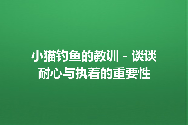 小猫钓鱼的教训 - 谈谈耐心与执着的重要性