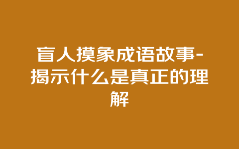 盲人摸象成语故事-揭示什么是真正的理解