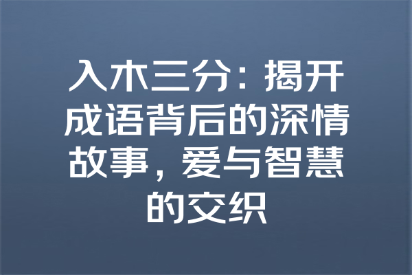 入木三分：揭开成语背后的深情故事，爱与智慧的交织