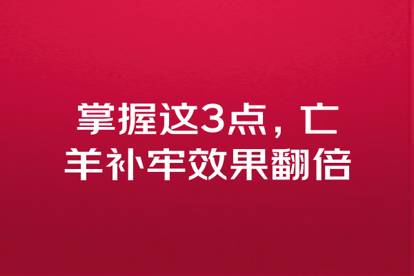 掌握这3点，亡羊补牢效果翻倍